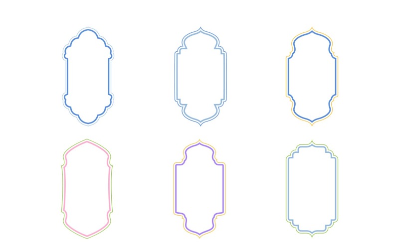 Conjunto de linhas duplas de design de moldura vertical islâmica 6 - 7