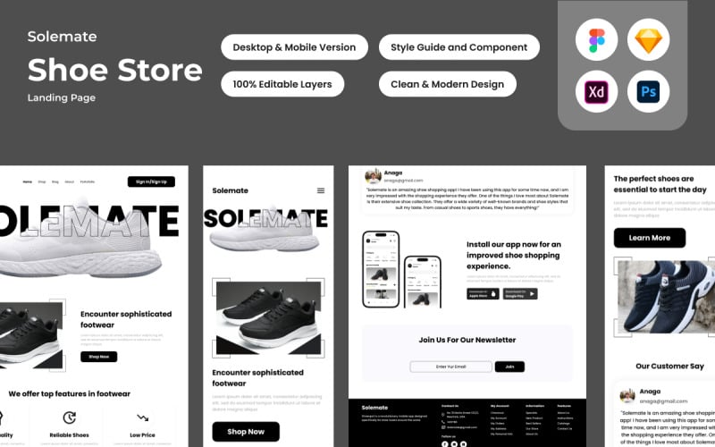 Solemate – Цільова сторінка магазину взуття V1