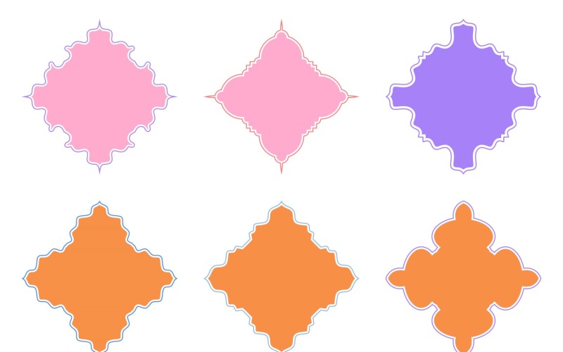 Glyphe de conception d'emblème islamique avec contour, ensemble 6 à 11