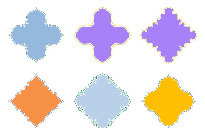 Glifo de design de emblema islâmico com contorno Conjunto 6 - 18
