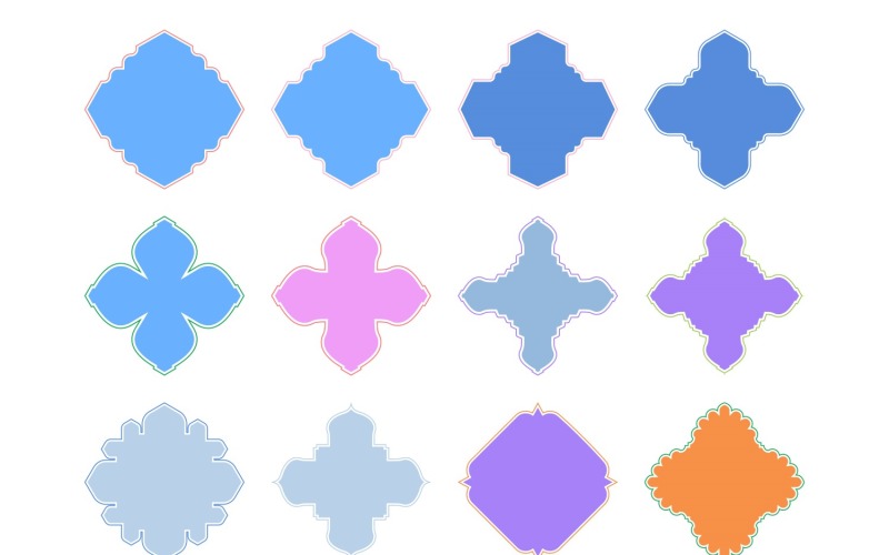 Glifo de design de emblema islâmico com contorno Conjunto 12 - 15