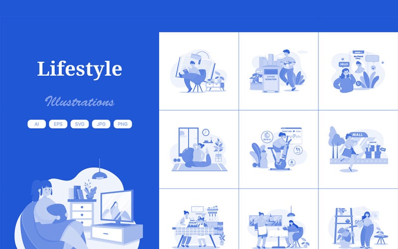 M532_ Pack d'illustrations de style de vie quotidien 3