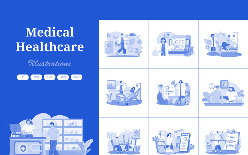M554_ Pacote 2 de ilustrações médicas e de saúde