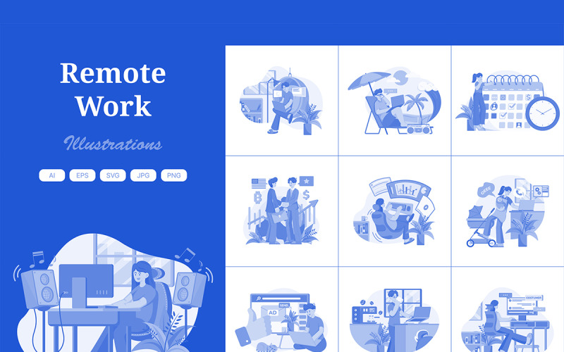 M557_ Pacchetto illustrazioni lavoro remoto 3