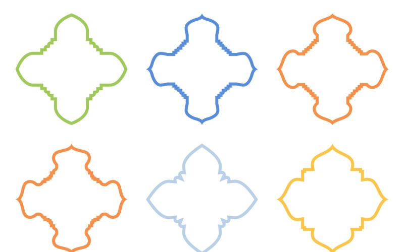 Conjunto de linhas em negrito com design de emblema islâmico 6 - 25