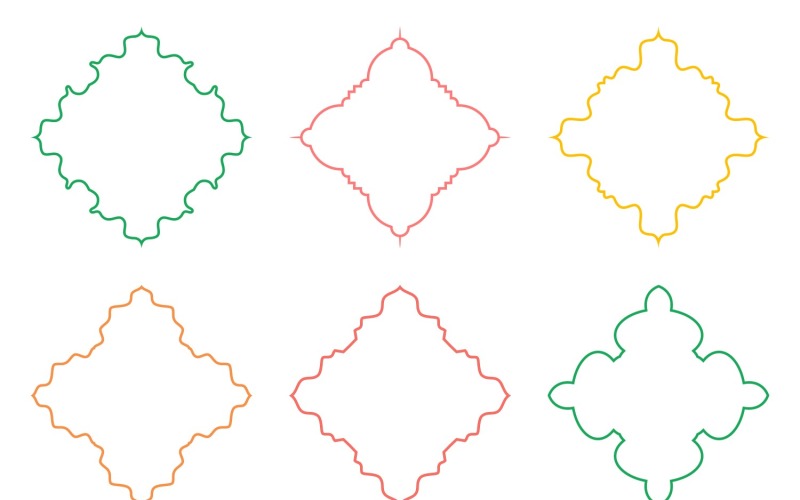 Ensemble de lignes fines de conception d'emblème islamique 6 à 11
