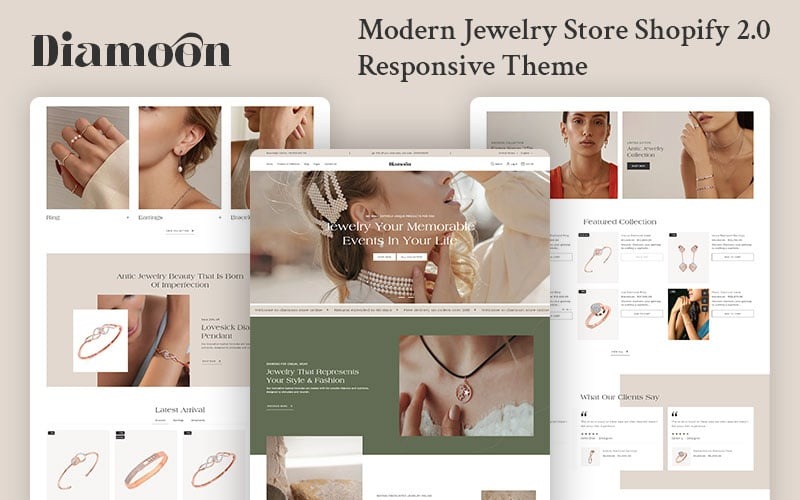Diamoon - Tema reattivo Shopify 2.0 per gioielleria moderna