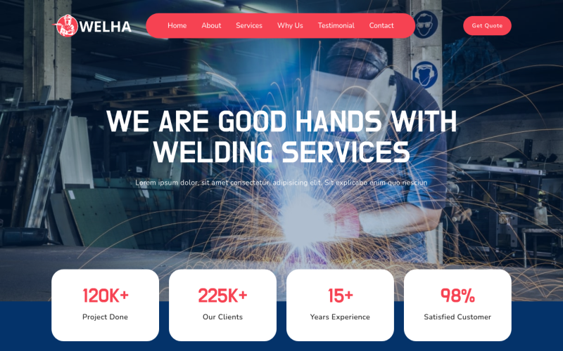 Welha - Welding Elementor Kit Landing Page Template