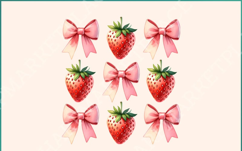 Coqueta fresa y lazo rosa PNG - Estética de coqueta de moda, Descarga digital preppy