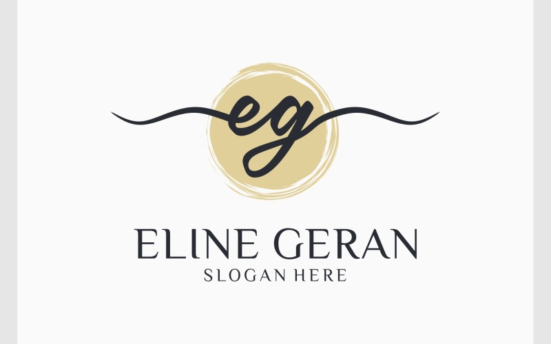Letter EG handgeschreven vrouwelijk logo