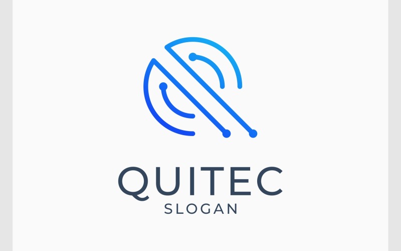 Letter Q Electronic Circuit Logo
