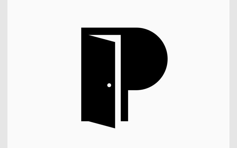Litera P Wyjdź z logo otwartych drzwi