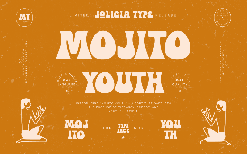 Mojito Jeugd | Vintage Retro-lettertype