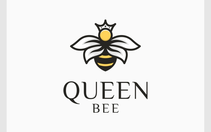 Queen Bee Cartoon Mascot Logotyp