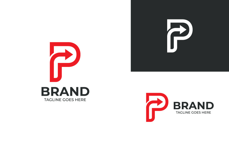 Шаблон дизайна логотипа P Arrow