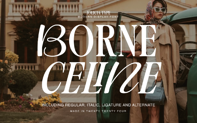 Borne Celine | Modern display teckensnitt