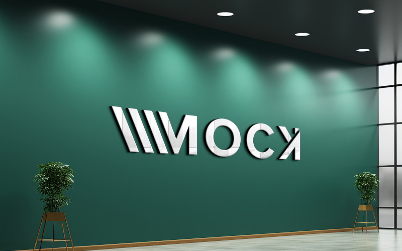 Mockup logo in metallo 3d per interni psd