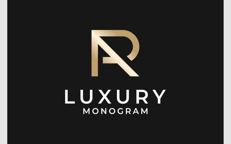 RA betű kezdőbetűi arany luxus logó