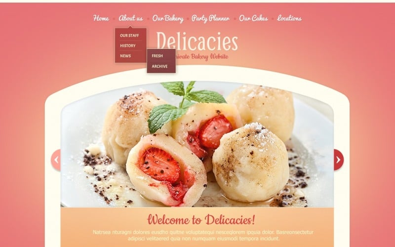 Plantilla de sitio web de panadería