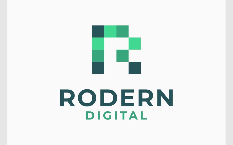 Bokstaven R Pixel digital logotyp
