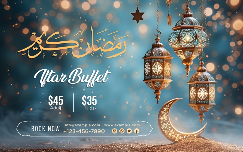 Šablona návrhu banneru ramadánu Iftar formou bufetu 57