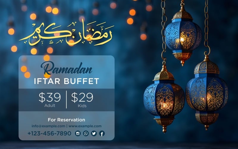 Plantilla de diseño de banner de buffet Iftar de Ramadán 170