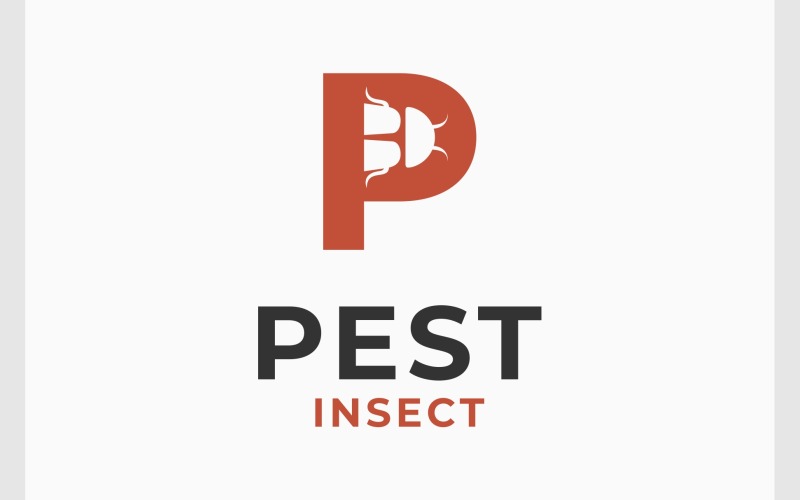 Bokstaven P Pest Insekt Logotyp