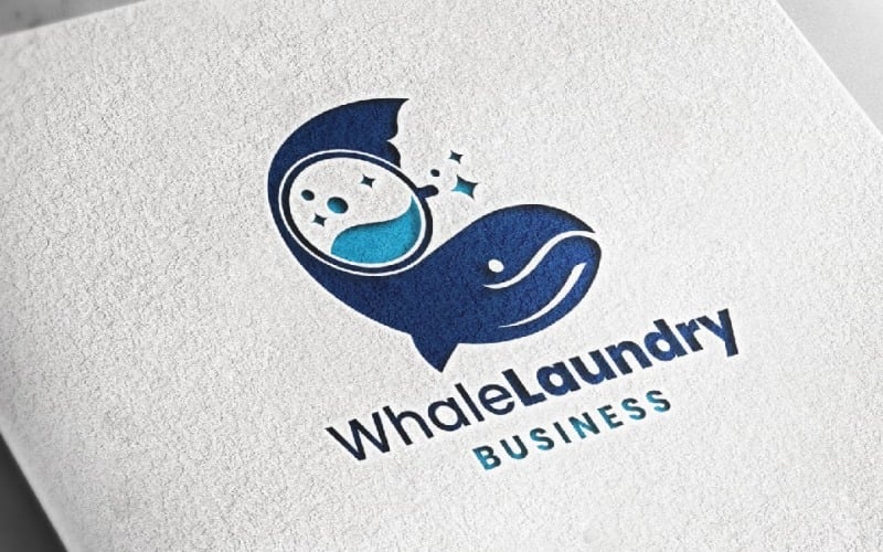 鲸鱼洗衣店标志模板