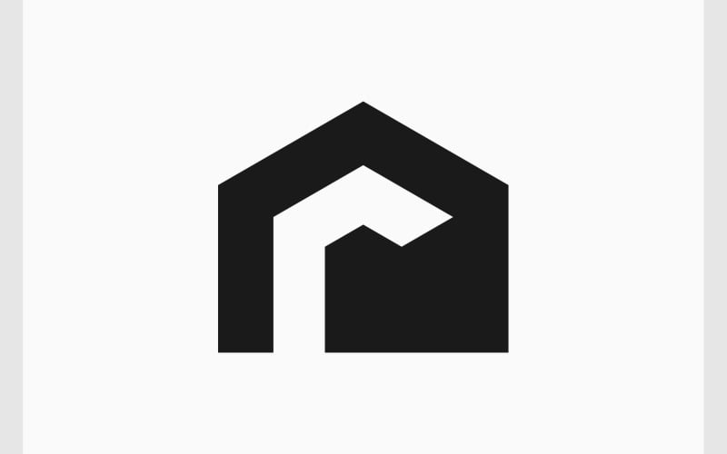 Letra R inicial casa logotipo