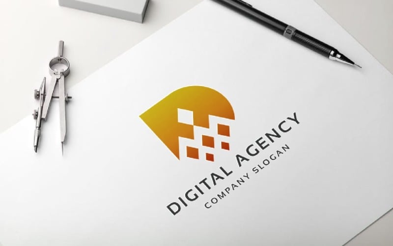 Логотип профессионального цифрового агентства с буквой D