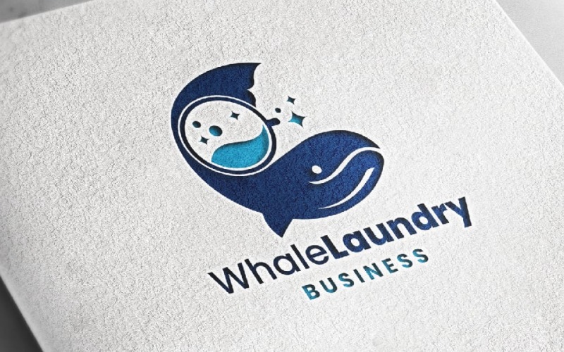 Modèle de logo de blanchisserie de baleine