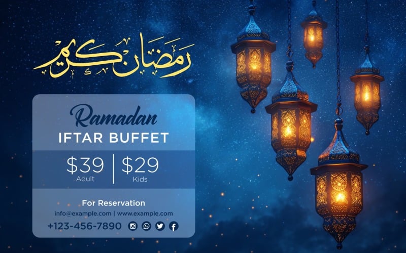 Plantilla de diseño de banner de buffet Iftar de Ramadán 175