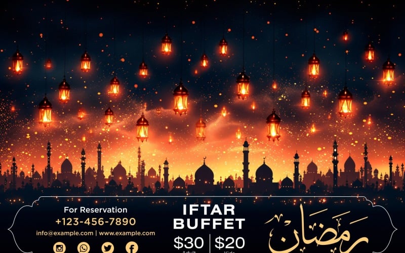Ramadan Iftar svédasztalos szalaghirdetés tervezősablon 199