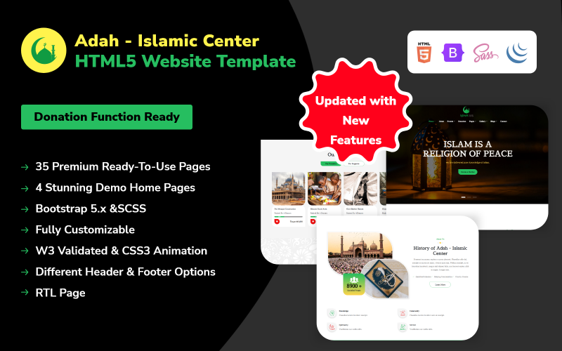Adah - HTML5-Website-Vorlage für das Islamische Zentrum