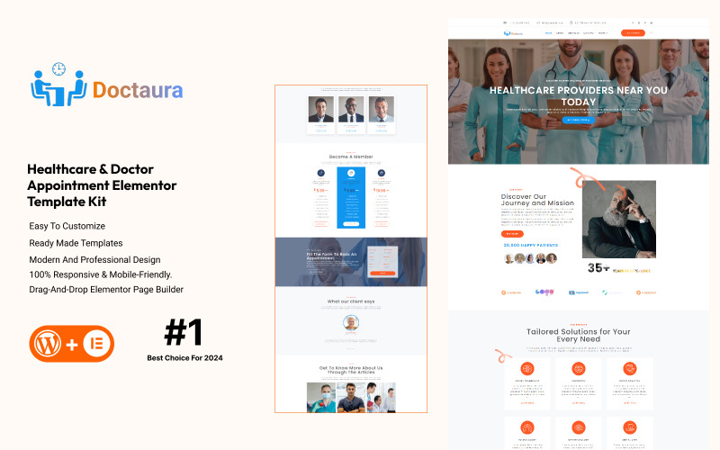 Doctaura - Tıbbi ve Sağlık Hizmetleri Elementor Şablon Seti