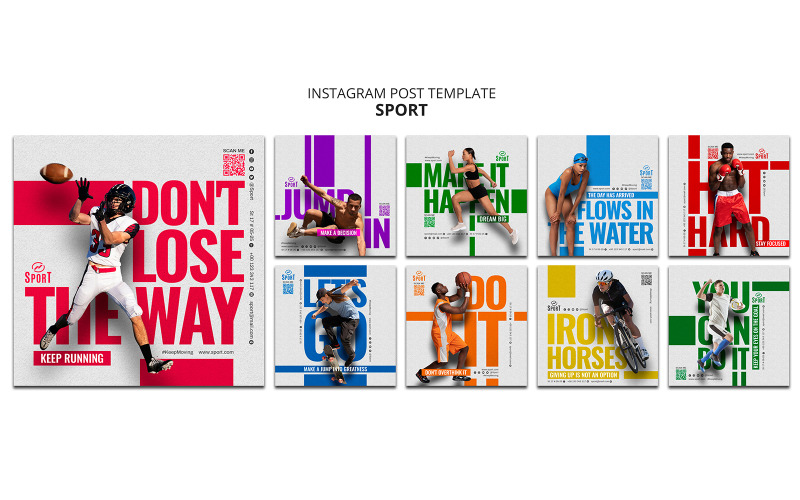 Pacchetto di modelli di post per social media sportivi