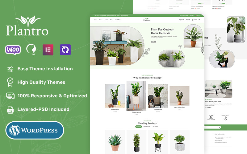 Plantro - WooCommerce-Theme spezialisiert auf Haus & Garten, Pflanzen, Baumschule