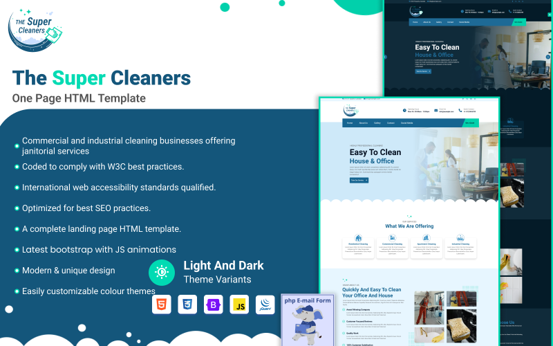 The Super Cleaners - A Multipurpose Responsive HTML One-Page Website Template