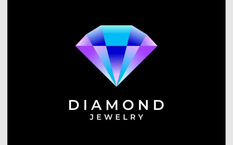 Logotipo moderno de joias com pedras preciosas de diamante 3D