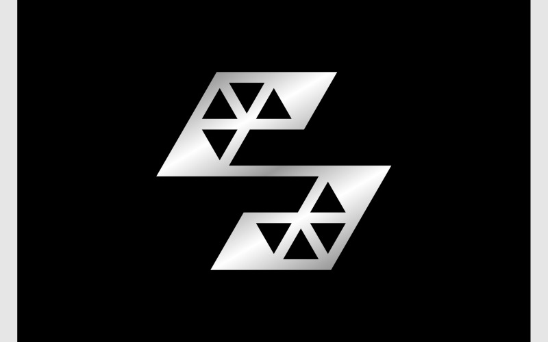 字母 S 线框钢银色标志
