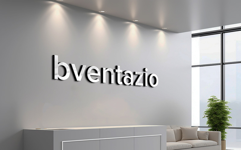 Maquete de logotipo de parede cinza de escritório 3D