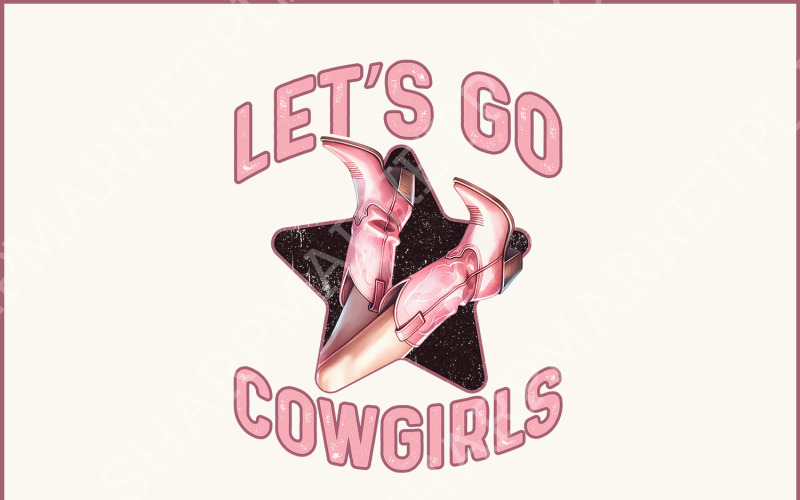 Let's Go Girls Cowgirl Sublimation PNG Bundle, Clipart di stivali da cowboy occidentali, musica country