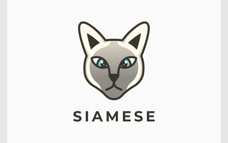 Logo d'illustration de dessin animé de chat siamois