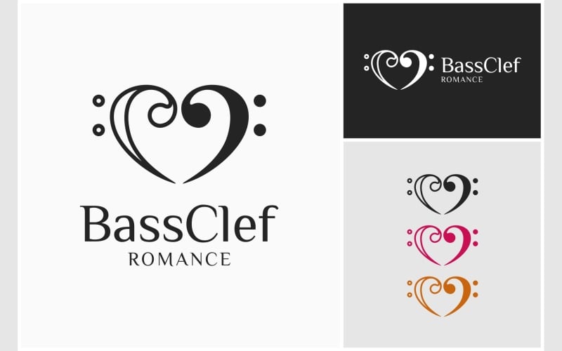 Logo musicale di amore di chiave di basso musicale