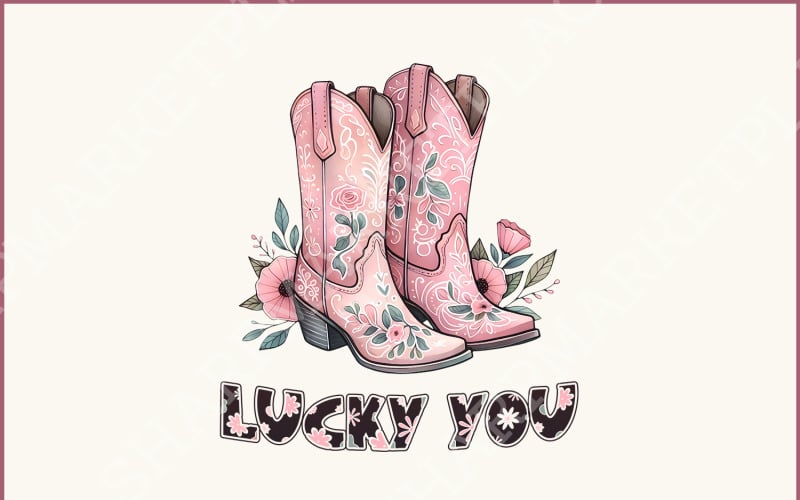Lucky You Western Sublimation Bundle, Cowgirl PNG, Cowboy Boots, ковбойські чоботи 90-х, Baby sublimation
