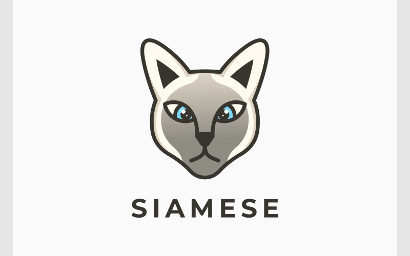 Siamská kočka kreslené ilustrace Logo