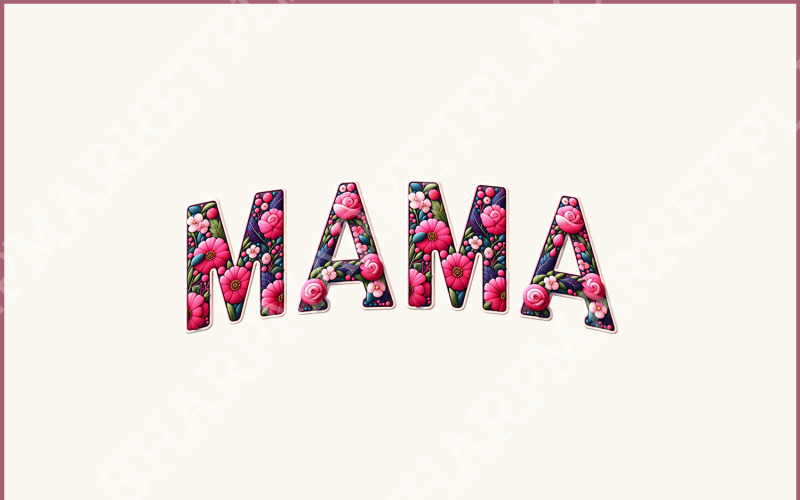 Vyšívané Vintage Mama Floral PNG Sublimation Designs, Retro Mama Clipart, Digital Watercolor