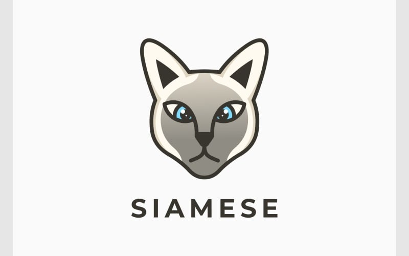 暹罗猫卡通插图徽标