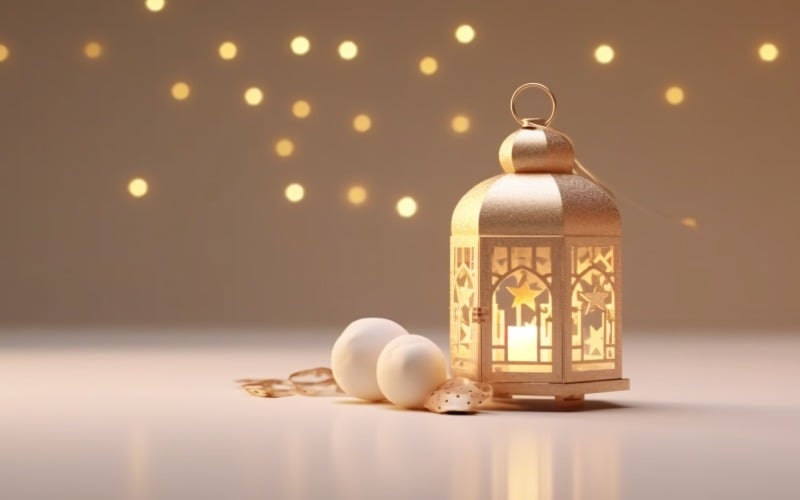 Eid ul adha fondo islámico, linterna dorada de primer plano 07