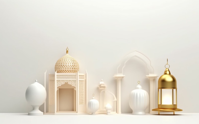 Eid ul adha islamisk bakgrund, guld närbild lykta 15